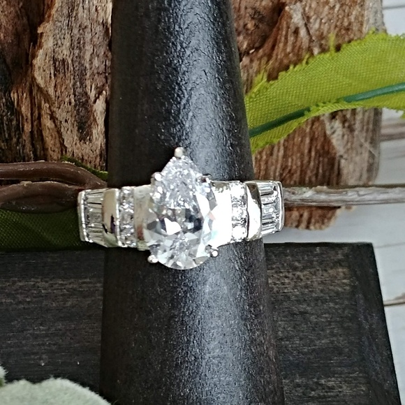 Jewelry - Pear & Baguette CZ Sterling Ring